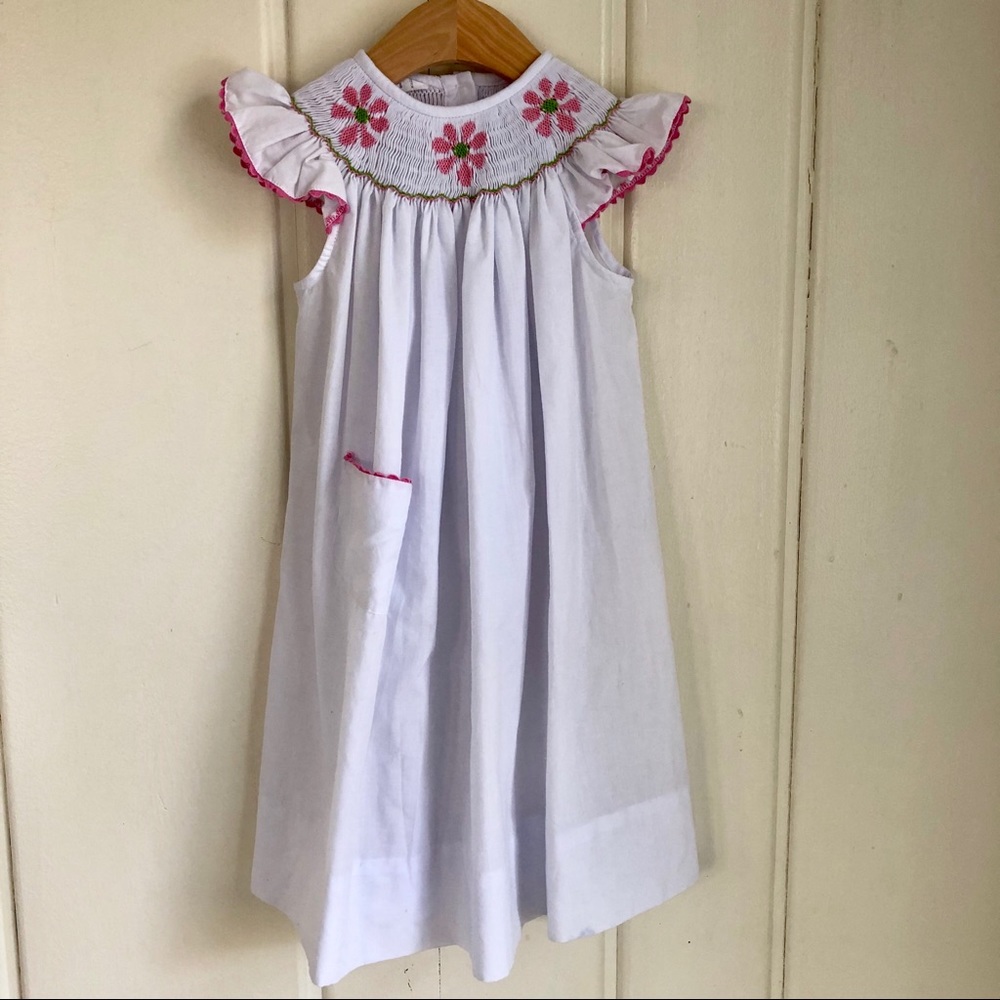 Things Remembered Smocked White and Pink Dress